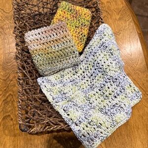 Handmade Multicolor Crochet Dishcloth Set